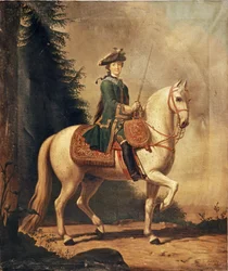 Eine Kopie eines Gemäldes von Katharina der Großen zu Pferd von V. Eriksen, 1762 (1875)